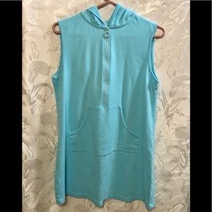 Anne Cole HoodieVest Sweatshirt Turquoise Half Zip